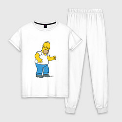 Пижама хлопковая женская Симпсоны: Гомер, цвет: белый