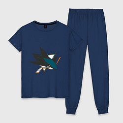 Пижама хлопковая женская San Jose Sharks, цвет: тёмно-синий