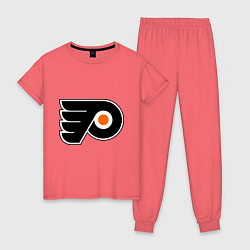 Пижама хлопковая женская Philadelphia Flyers, цвет: коралловый