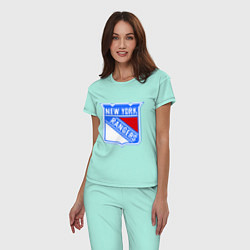 Пижама хлопковая женская New York Rangers цвета мятный — фото 2