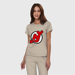 Пижама хлопковая женская New Jersey Devils, цвет: миндальный — фото 2