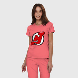 Пижама хлопковая женская New Jersey Devils, цвет: коралловый — фото 2