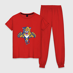 Пижама хлопковая женская Florida Panthers, цвет: красный