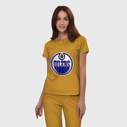 Пижама хлопковая женская Edmonton Oilers, цвет: горчичный — фото 2
