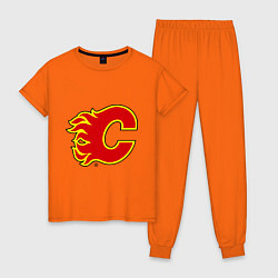 Пижама хлопковая женская Calgary Flames цвета оранжевый — фото 1