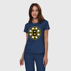 Пижама хлопковая женская Boston Bruins, цвет: тёмно-синий — фото 2