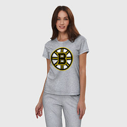 Пижама хлопковая женская Boston Bruins, цвет: меланж — фото 2