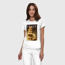 Пижама хлопковая женская Leaning tower of Pisa, цвет: белый — фото 2
