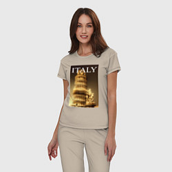Пижама хлопковая женская Leaning tower of Pisa, цвет: миндальный — фото 2
