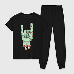 Пижама хлопковая женская Zombie Rock Hand, цвет: черный