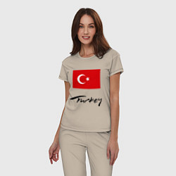 Пижама хлопковая женская Turkey, цвет: миндальный — фото 2