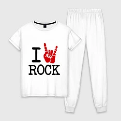 Пижама хлопковая женская I love rock, цвет: белый