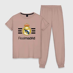 Пижама хлопковая женская Real Madrid Lines, цвет: пыльно-розовый