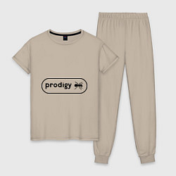 Пижама хлопковая женская Prodigy лого с муравьем, цвет: миндальный