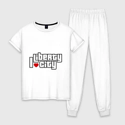 Пижама хлопковая женская I love Liberty city, цвет: белый