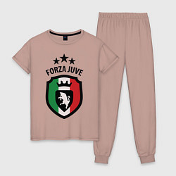 Пижама хлопковая женская Forza Juventus, цвет: пыльно-розовый