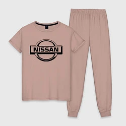 Пижама хлопковая женская Nissan club, цвет: пыльно-розовый