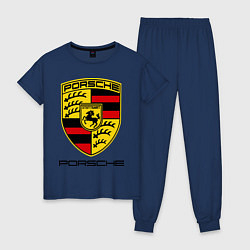Пижама хлопковая женская Porsche Stuttgart, цвет: тёмно-синий