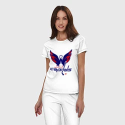 Пижама хлопковая женская Washington Capitals: Ovechkin, цвет: белый — фото 2