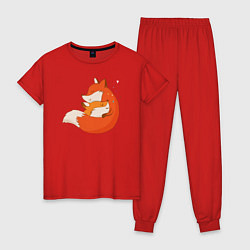 Пижама хлопковая женская Лисички, цвет: красный