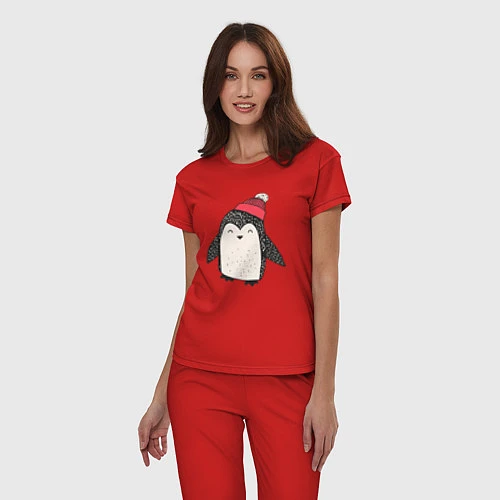 Женская пижама Зимний пингвин-мальчик / Красный – фото 3