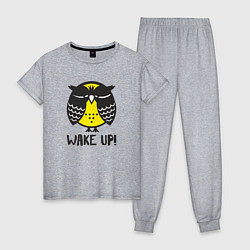 Пижама хлопковая женская Owl: Wake up!, цвет: меланж