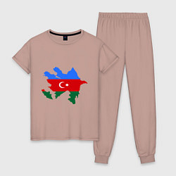 Пижама хлопковая женская Azerbaijan map, цвет: пыльно-розовый