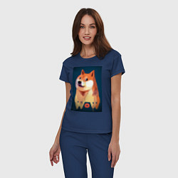 Пижама хлопковая женская Wow Doge, цвет: тёмно-синий — фото 2