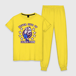 Пижама хлопковая женская WWE Never Give Up, цвет: желтый