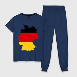 Пижама хлопковая женская Германия (Germany) цвета тёмно-синий — фото 1