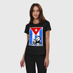 Пижама хлопковая женская Fidel: Viva, Cuba!, цвет: черный — фото 2