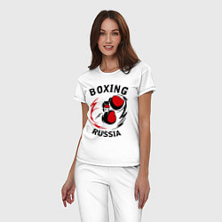 Пижама хлопковая женская Boxing Russia Forever, цвет: белый — фото 2
