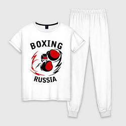 Пижама хлопковая женская Boxing Russia Forever цвета белый — фото 1