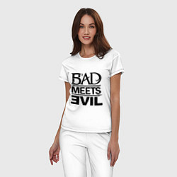 Пижама хлопковая женская Bad Meets Evil, цвет: белый — фото 2