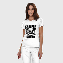 Пижама хлопковая женская Creeper Squad, цвет: белый — фото 2