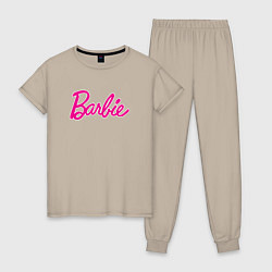 Пижама хлопковая женская Барби 3, цвет: миндальный