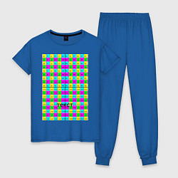 Пижама хлопковая женская Тестовый яркий цвета синий — фото 1