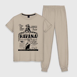 Пижама хлопковая женская Havana Cuba, цвет: миндальный