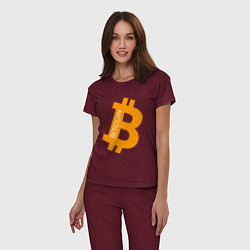 Пижама хлопковая женская Bitcoin Boss, цвет: меланж-бордовый — фото 2