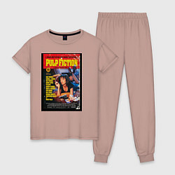 Пижама хлопковая женская Pulp Fiction Cover, цвет: пыльно-розовый