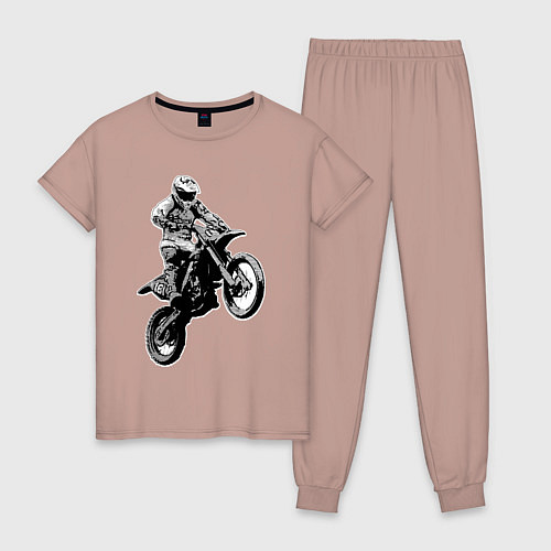 Женская пижама Мотокросс / Пыльно-розовый – фото 1