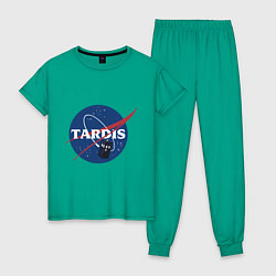 Пижама хлопковая женская Tardis NASA цвета зеленый — фото 1