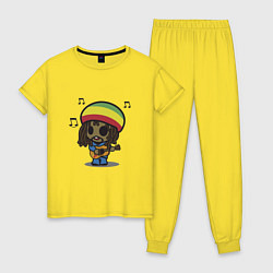Пижама хлопковая женская Маленький Боб Марли, цвет: желтый