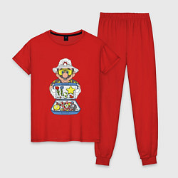 Пижама хлопковая женская Summer Mario, цвет: красный