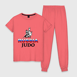 Пижама хлопковая женская Russia judo, цвет: коралловый