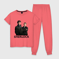 Пижама хлопковая женская Sherlock, цвет: коралловый