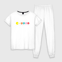 Пижама хлопковая женская Destiny Pac-man, цвет: белый
