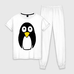 Пижама хлопковая женская Милый пингвин, цвет: белый