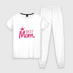Пижама хлопковая женская Best Mom, цвет: белый