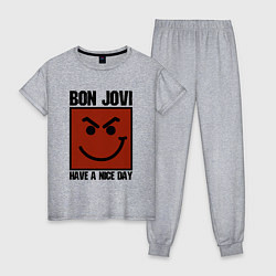 Пижама хлопковая женская Bon Jovi: Have a nice day, цвет: меланж